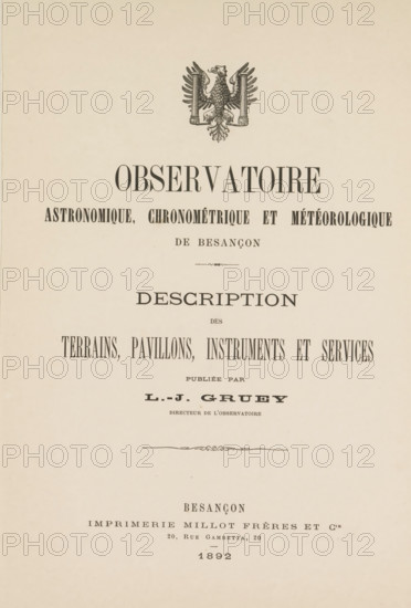 Astronomy observation, chronometry and météorologique de Besançon description of the terrains,