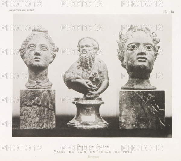 Bust of Silenus and two vases in the shape of a head, Buste de Silène Vases de bain en forme de
