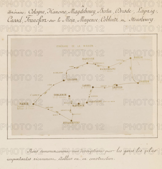 Itinéraire de la mission, Photo reproduction of a map of the railways between Paris and Berlin,