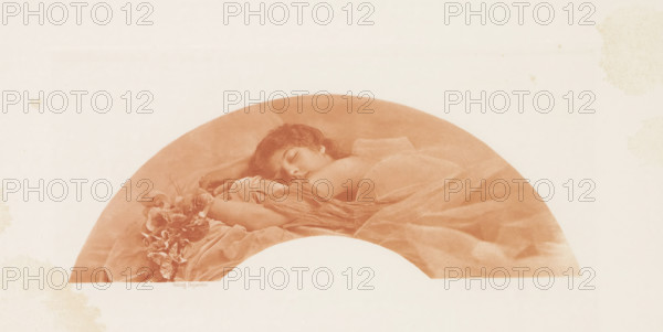 Projet d'Éventail, Portrait of an unknown sleeping woman, page, photomechanical print, Print in