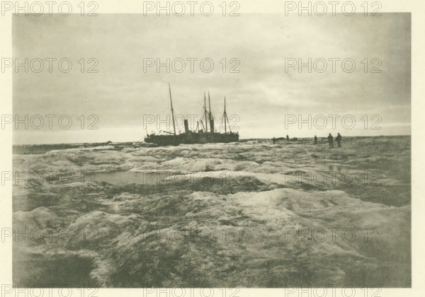 The Louise and the Varna moored in a patch of ice. Aug 17 1882, The Dutch Polar Expedition