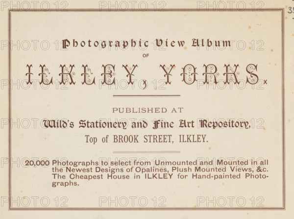 Photographic view album of Ilkley, Yorks, book, inscription: 'ex libris SFJ', publisher: Wild's