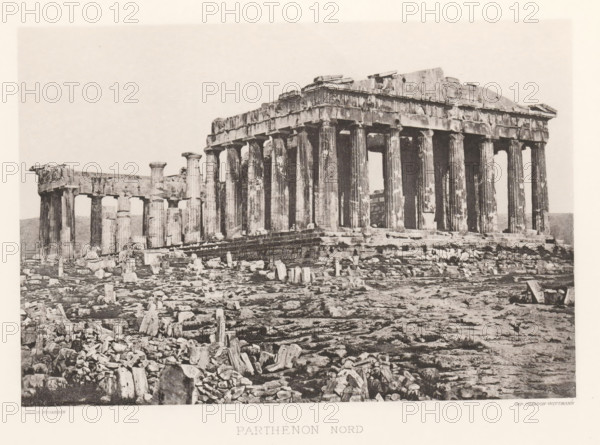 Parthénon nord, Parthenon on the Acropolis of Athens, page, photomechanical print, Athens, cliché