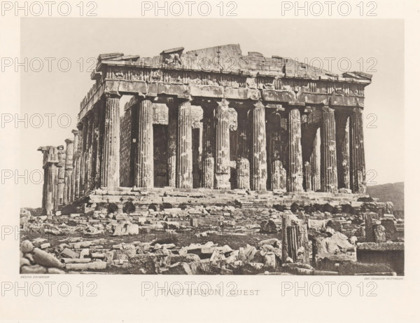 Parthénon ouest, Parthenon on the Acropolis of Athens, page, photomechanical print, Athens, cliché
