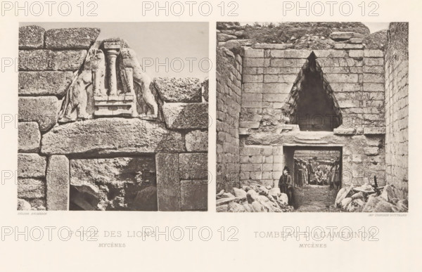 Lions Gate at Mycenae and the Treasury of Atreus at Mycenae, Tombeau d'Agamemnon Mycènes, Porte des