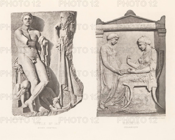 Hégéso céramique, Stele no. 143 musée central, Stele of Illissos and funerary stele of Hegesa,