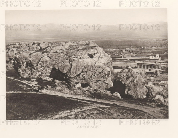 Aréopage, View of the Areopagus in Athens, page, photomechanical print, inscription: 'Théséion',