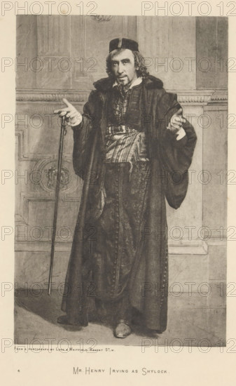 Mr. Henry Irving as Shylock, page, photomechanical print, photographer: Lock & Whitfield, cliché