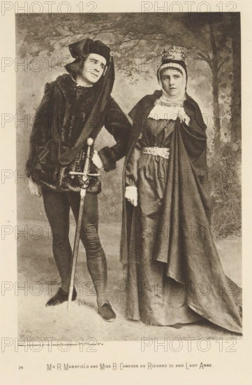 Mr R. Mansfield and Miss B. Cameron as Richard III and Lady Anne, page, photomechanical print,