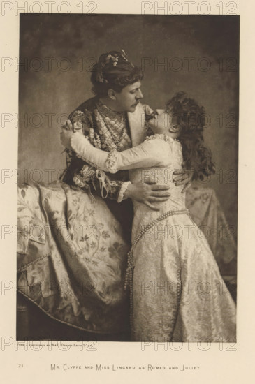 Mr. Clyffe and Miss Lingard as Romeo and Juliet, page, photomechanical print, photographer: Downey,