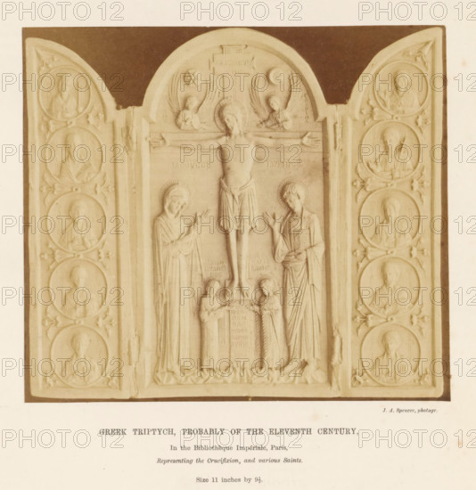 Greek triptych, probably of the eleventh Century, Ivory Greek triptych, depicting the crucifixion