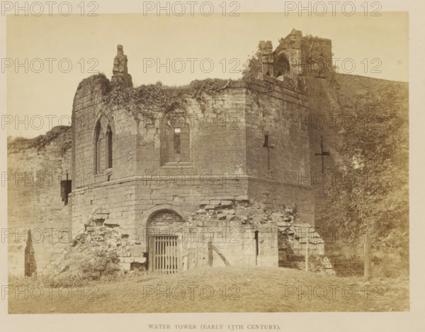 Water Tower (Early 13th Century), Ruin of a water tower of Kenilworth Castle, photograph, page,