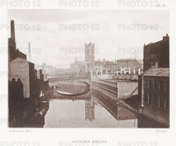 Victoria Bridge, View of the Victoria Bridge over the Irwell in Manchester, page, photomechanical