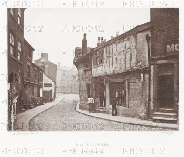 Poet's Corner, Long Millgate, View of Poet's Corner in Manchester, page, photomechanical print,