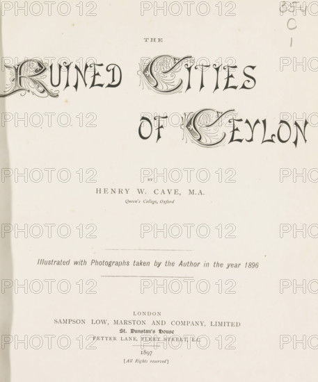 The ruined cities of Ceylon, book, name: 'J. Hanley Power', writer (clerical worker): Henry William