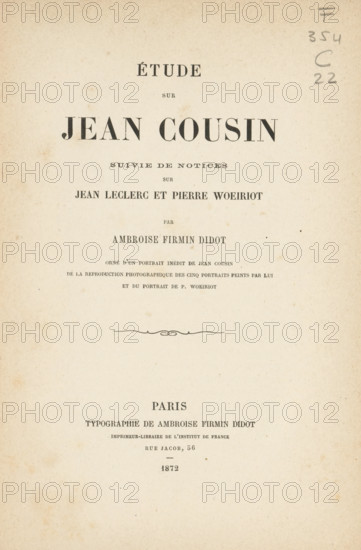 Etude sur Jean Cousin suivie de notices sur Jean Leclerc et Pierre Woeiriot, book, writer (clerical