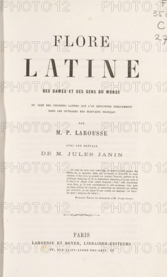 Flore latine des dames et des gens du monde, book, writer (clerical worker): Pierre Larousse,