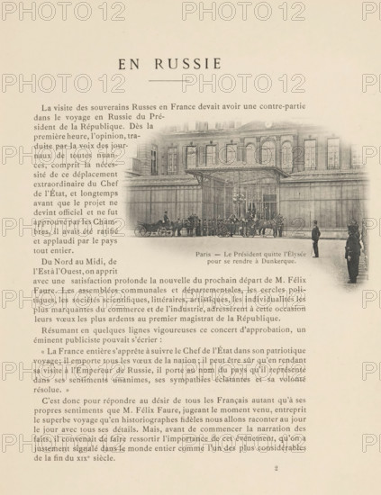 President Félix Faure in front of the Élysée in Paris before his departure for Dunkirk, page,