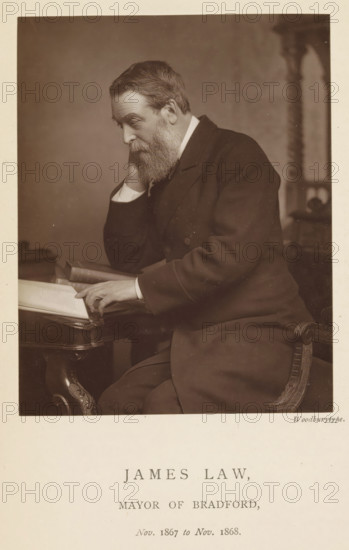 Portrait of James Law, James Law, mayor of Bradford, page, photomechanical print, inscription: 'Nov