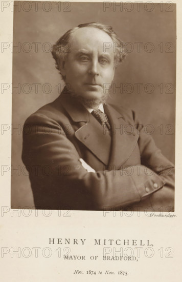 Portrait of Henry Mitchell, Henry Mitchell, mayor of Bradford, page, photomechanical print,