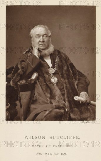 Portrait of Wilson Sutcliffe, Wilson Sutcliffe, mayor of Bradford, page, photomechanical print,