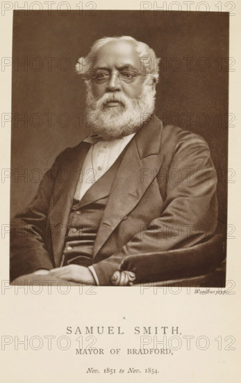 Portrait of Samuel Smith, Samuel Smith, mayor of Bradford, page, photomechanical print,