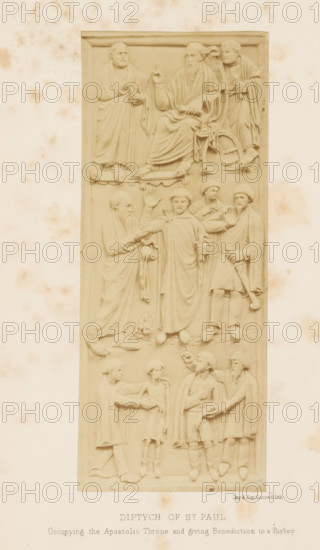 Diptych of St. Paul, photograph, page, inscription: 'Occupying the Apostolic Throne and giving