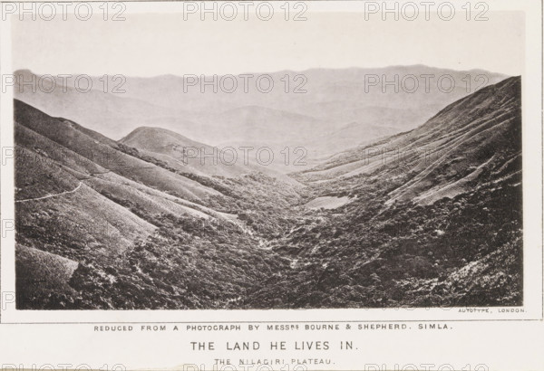 The land he lives in. The Nilagiri plateau, page, photomechanical print, number: 'No. 10',