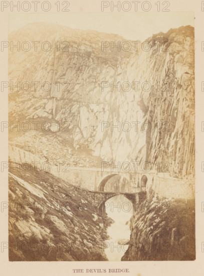 View of the Teufelsbrücke in the Gotthard Pass, The Devil's Bridge, photograph, page, photographer: