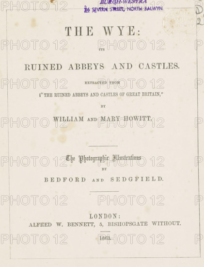 The Wye its ruined abbeys and castles, book, name: 'Walch and Son Bookseller Hobart Town', name: