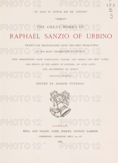 The great works of Raphael Sanzio of Urbino twenty-six photographs from the engravings of his most