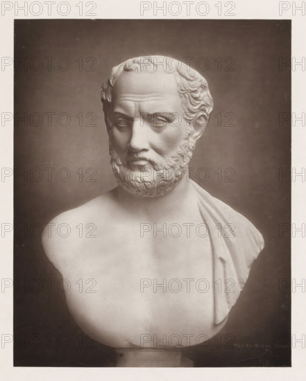 Portrait bust of Thucydides, page, photomechanical print, photographer: Charles David Winter,