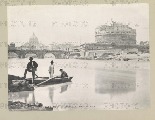 River Tiber & Castle S. Angelo, page, photomechanical print, photographer: Samuel J. Beckett, Rome,