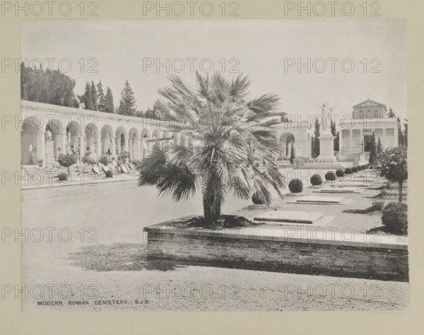 Modern Roman cemetery, page, photomechanical print, photographer: Samuel J. Beckett, Rome, c. 1890
