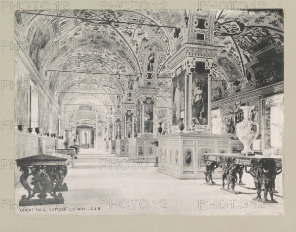 Great hall, Vatican library, page, photomechanical print, photographer: Samuel J. Beckett,