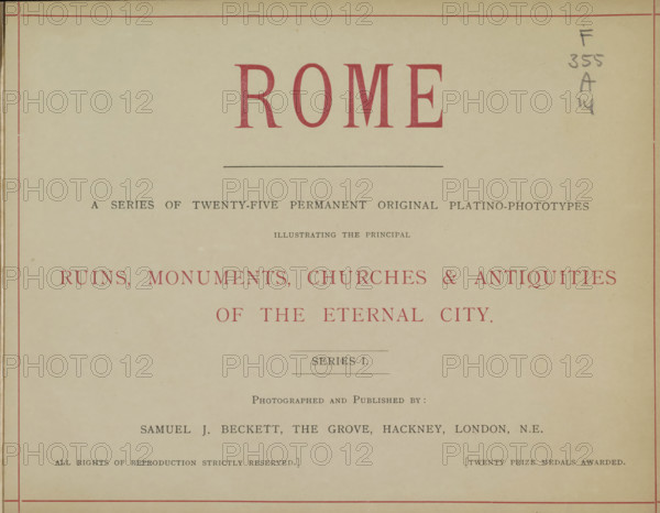 Rome, book, photographer: Samuel J. Beckett, London, c. 1900, textile materials, pasteboard, paper,