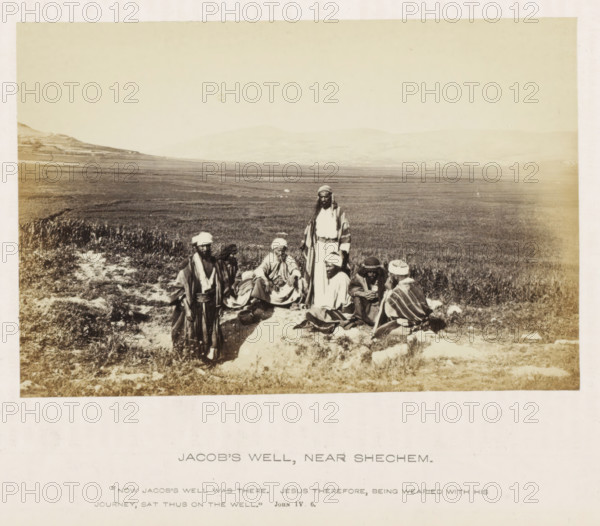 View of a landscape with seven men, referred to as Jacob's Well, Jacob's Well, Near Shechem,