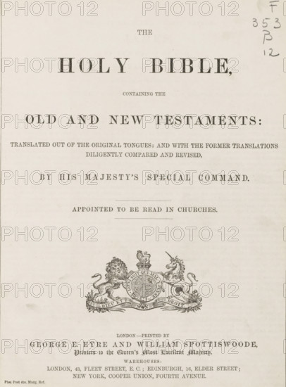 The Holy Bible, containing Old and New Testaments translated out of the original tongues, book,