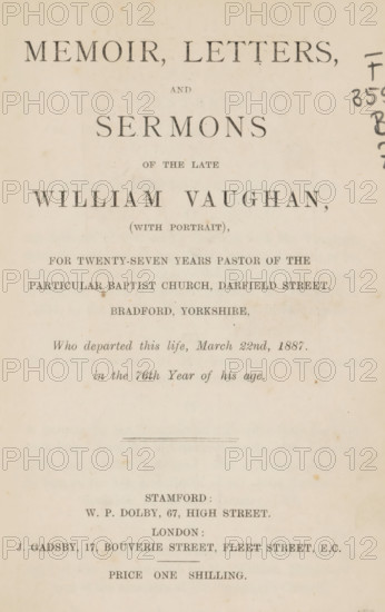 Portrait of William Vaughan, photograph, page, inscription: 'Yours truly W. Vaughan', c. 1877 - in