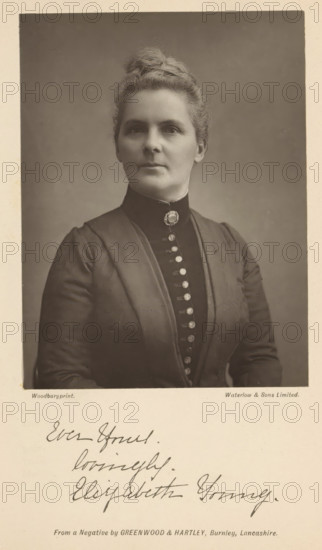 Portrait of Elizabeth Young, page, photomechanical print, inscription: 'Ever Yours. lovingly.