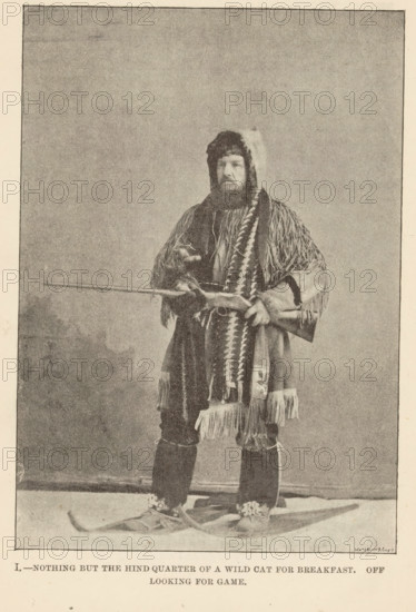 Portrait of probably Egerton Ryerson Young as a hunter, with a rifle, a hooded jacket and