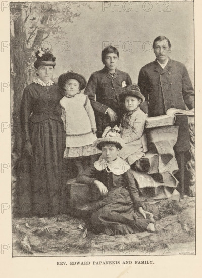 Portrait of Edward Paupanekis and his family, Rev. Edward Papanekis and family, page,