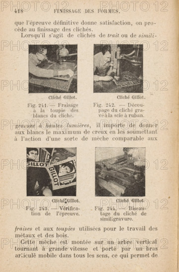Découpages de bois plans destiné au montage des clichés, Man sawing wood for presumably a printing
