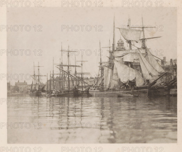 Sailing ships in the harbor of Great Yarmouth, page, photomechanical print, title: 'Great Yarmouth
