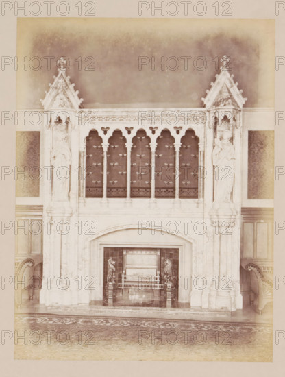 Fireplace in the reception room in Manchester Town Hall, photograph, page, title: 'The