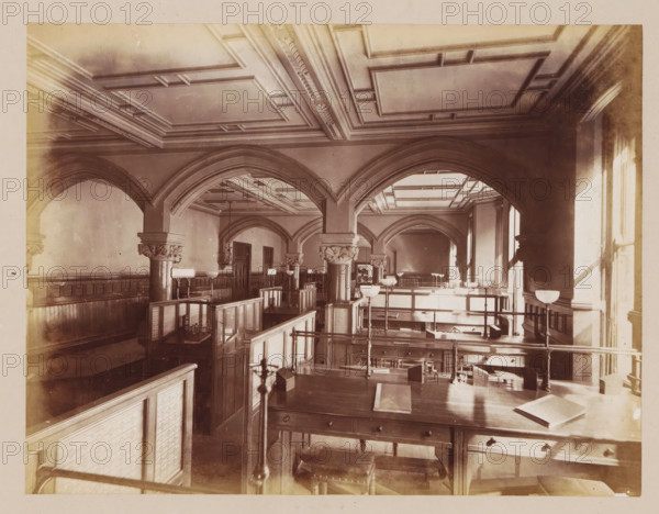Office in Manchester Town Hall, photograph, page, title: 'The Gas Office', photographer: J. McLeod,