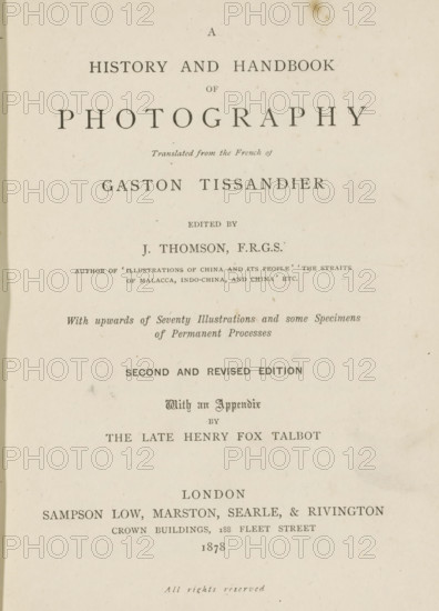 A history and handbook of photography, book, writer (clerical worker): Gaston Tissandier, writer
