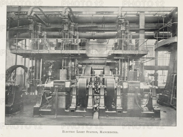 Electric light stations, Manchester, page, photomechanical print, photographer: Brothers, WJ, c.