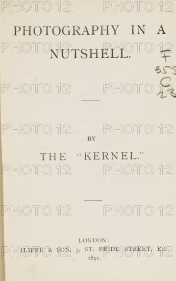 Photography in a nutshell, book, publisher: Iliffe & Son, London, 1891, textile materials,