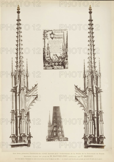 Les deux premiers Clochetons en cuivre tortureé pour l'achèvement de la Flèche de la Cathédrale de